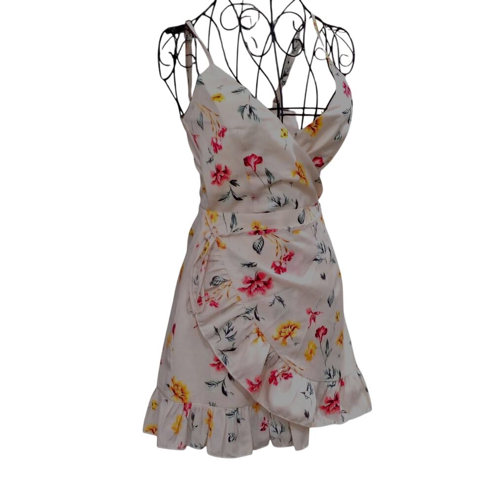 Revolve superdown Giana Floral Wrap Ruffle Mini Dress Size XS